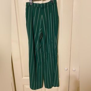 H&M Green black and white striped trousers
